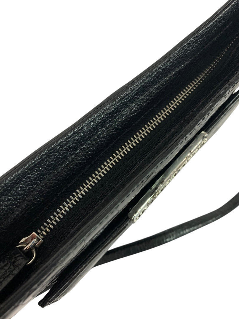 Brighton Black Embossed Crossbody Handbag Pebbled Leather