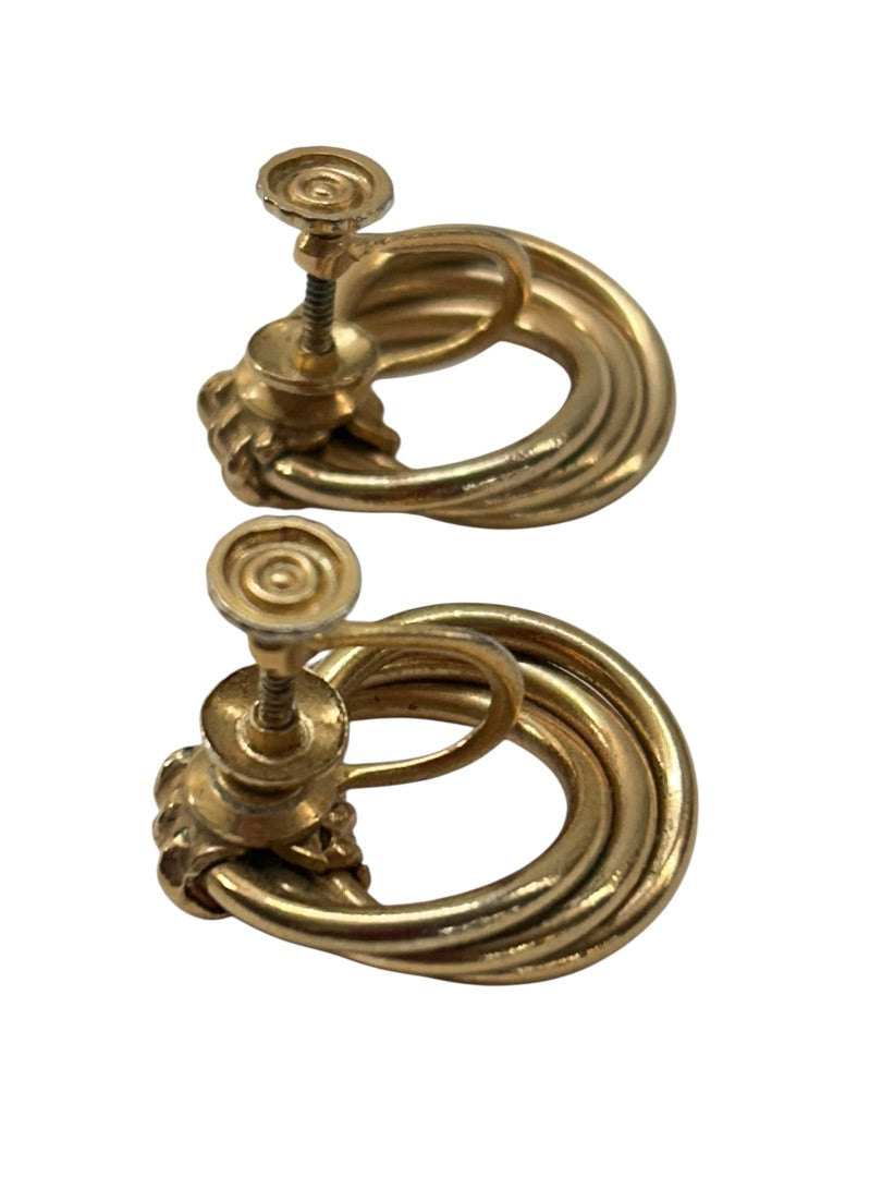 Vintage Goldtone Non-Pierced Screwback Earrings .9 Inch Diameter