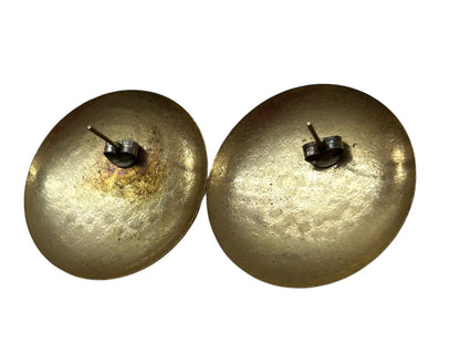 Vintage Goldtone Post Pierced Earrings Snakeskin Texture 1 Inch