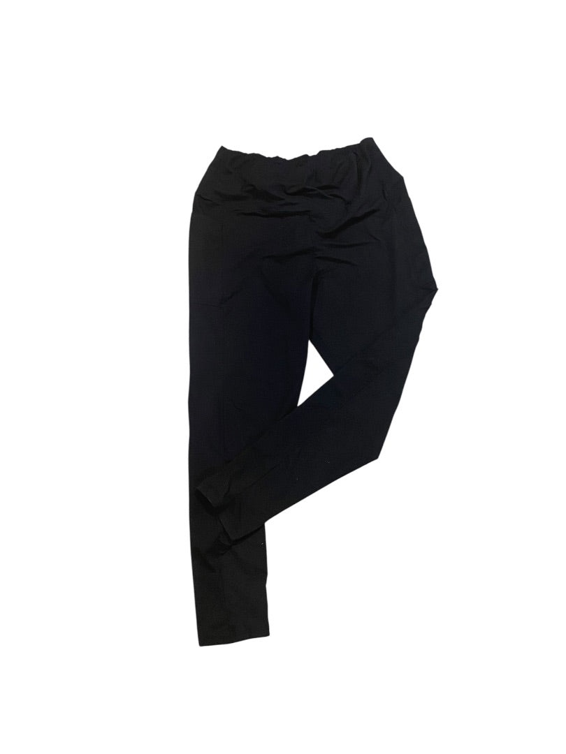 1XL Womens Black Leggings Soft Side Stash Pockets High Waist Full Length