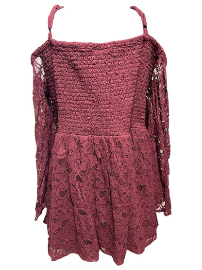 4X Torrid Womens Cold Shoulder Shirt Lace Smocked Bodice Blouse
