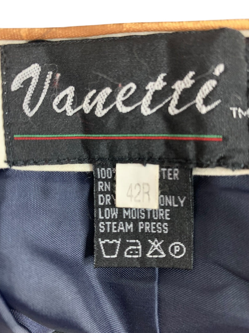 42R Vanetti Mens Black Pinstripe Suit Dress Pants 30 Inch Inseam