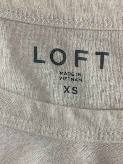 XS Loft Womens Off White Ruffle Sleeve Tshirt Top Scoop Neck