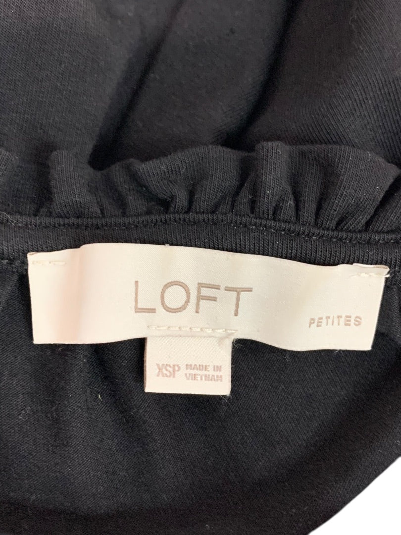 XSP Loft Petites Black Knit Pullover Dress Banded Waist Short Sleeve