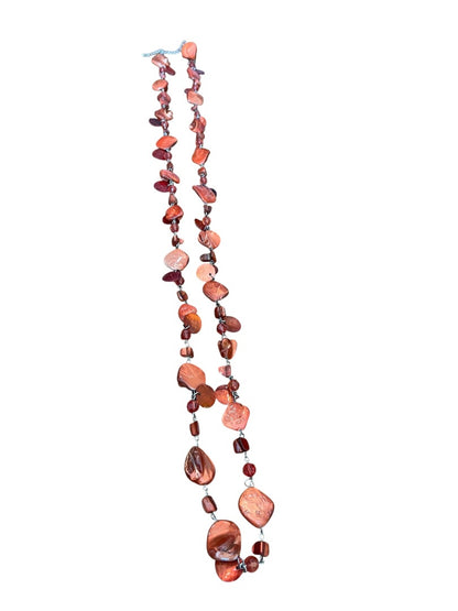 Lane Bryant Adjustable Orange Plastic Beaded Silvertone Necklace 45 Inch