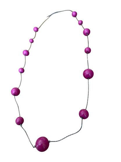 Express Pink Sphere Bead 45 Inch Strand Necklace Gun Metal Silver Lobster Clasp