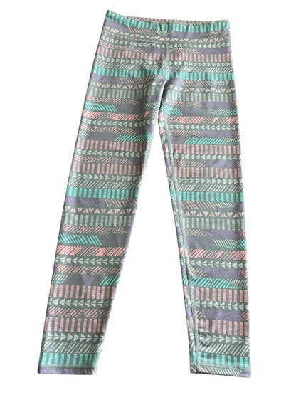 Large 14/16 Eddie Bauer Patterned Girls Stretch Pants Gray Blue Pink