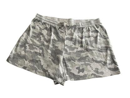 3X June & Delancey Elastic Waist Drawstring Shorts Gray Camoflauge Womens
