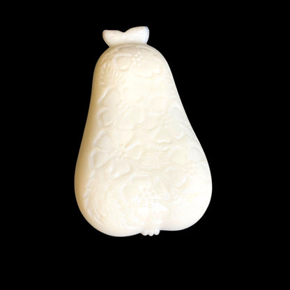 1950s Hazel-Atlas Milk Glass Blossom Pattern Pear Shape Relish Tray 8"