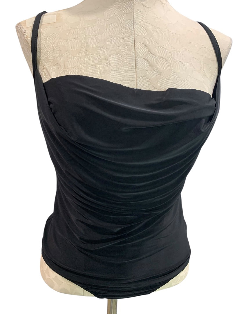 Size 10 Pretty Little Things Womens Body Suit Black Drape Neck
