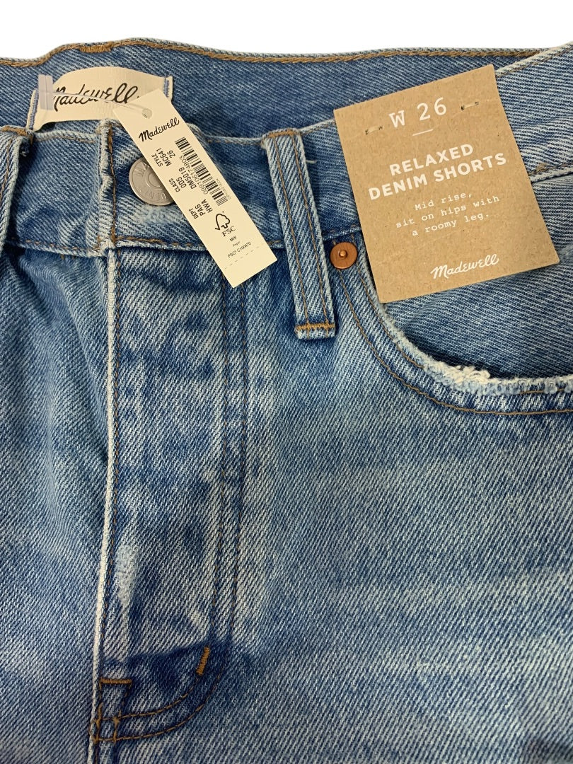 Size 26 Madewell New Womens Denim Jean Shorts Button Fly Relaxed Mid Rise