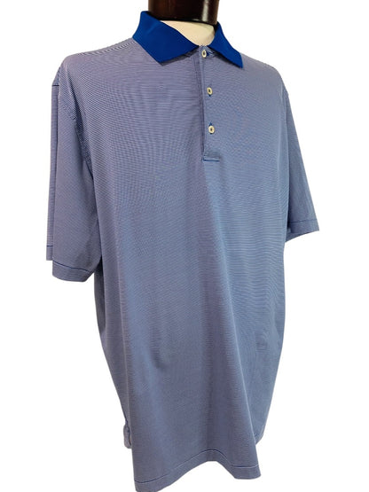 XL Peter Millar Mens Summer Comfort Blue White Stripe Golf Polo Shirt