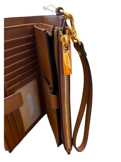 Michael Kors Jet Set Travel Double Zip Wristlet Wallet Brown New Luggage