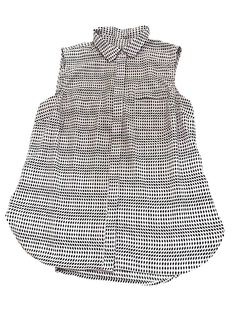 XLP Talbots Petite Button Up Collared Sleeveless Shirt Purple Navy
