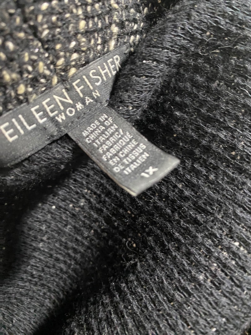 1X Eileen Fisher Woman Tweedy Knit Jacket Cardigan Pockets Tunic Length