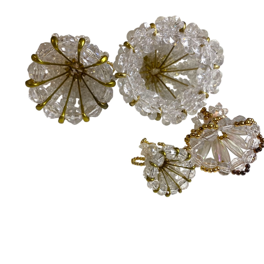 Set of 4 Vintage Beaded Angel Tabletop Ornaments 1.5"-3" Handmade