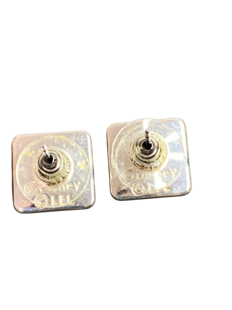 Disney Post Pierced Earrings Enameled .5" Square