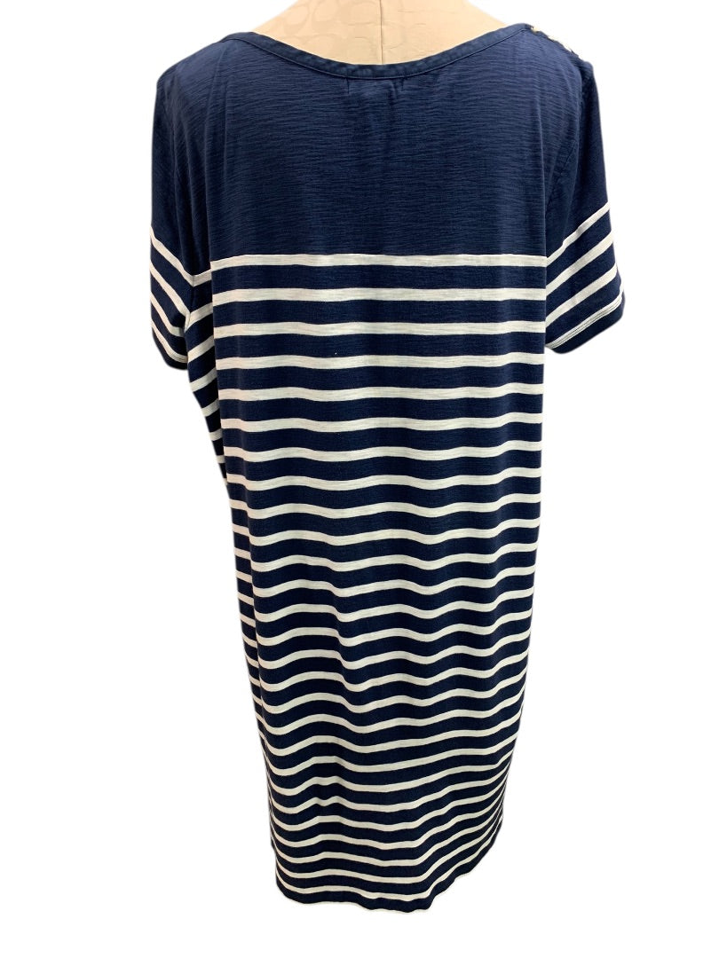 3X Lauren Jeans Co.  Pullover Striped Tshirt Dress Navy White Cotton