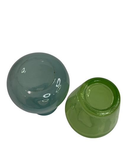 Pair of Glass 4.5" Bud Vases Blue Green