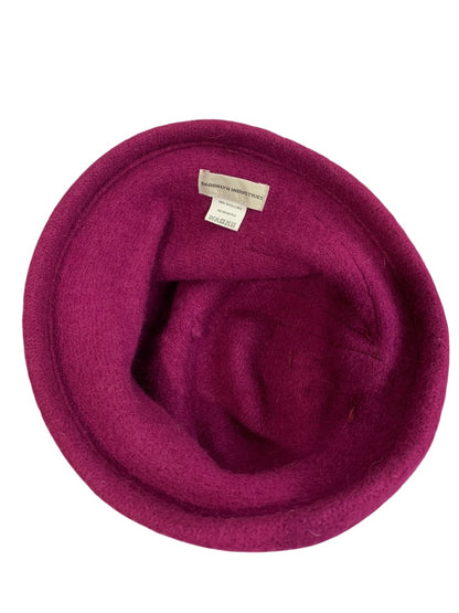 One Size Brooklyn Industries Fuchsia Wool Cloche Hat Rosette Retro