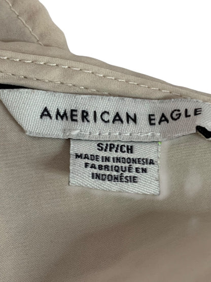 Small American Eagle Tan Shirt Spaghetti Strap Peplum Fitted Bodice