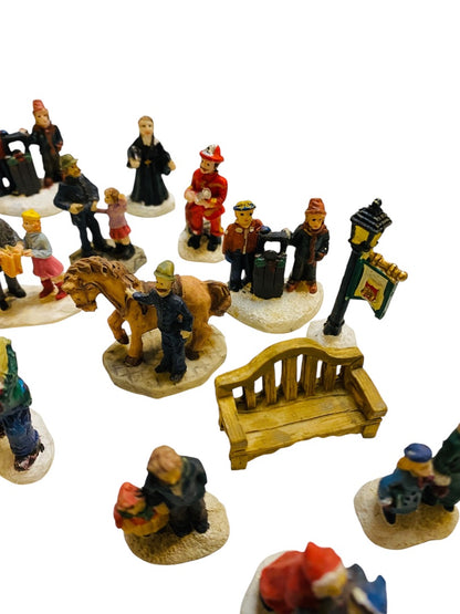 Lot of 31 Assorted Resin Christmas Village Figurines 1.25-1.75"