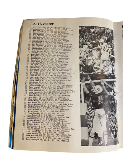 1973 LSU v Tulane Football Program Mike Miley Brad Davis Steve Foley Robiskie