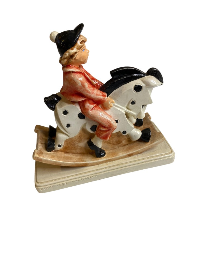 Sebastian Miniatures Figurine Ride to the Hounds Signed 4 Inch Boy Rocking Horse