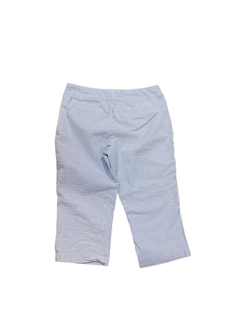 Size 16 Kim Rogers Womens Stretch Seersucker Capri Crop Pants Side Zip