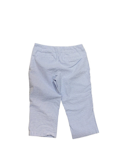Size 16 Kim Rogers Womens Stretch Seersucker Capri Crop Pants Side Zip