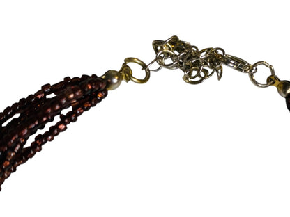 Chunky Glass Pendant and Seed Bead Multistrand Necklace 20-23"