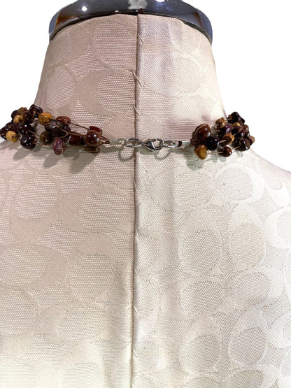 Wooden Bead Multistrand Boho Necklace 17" Lightweight