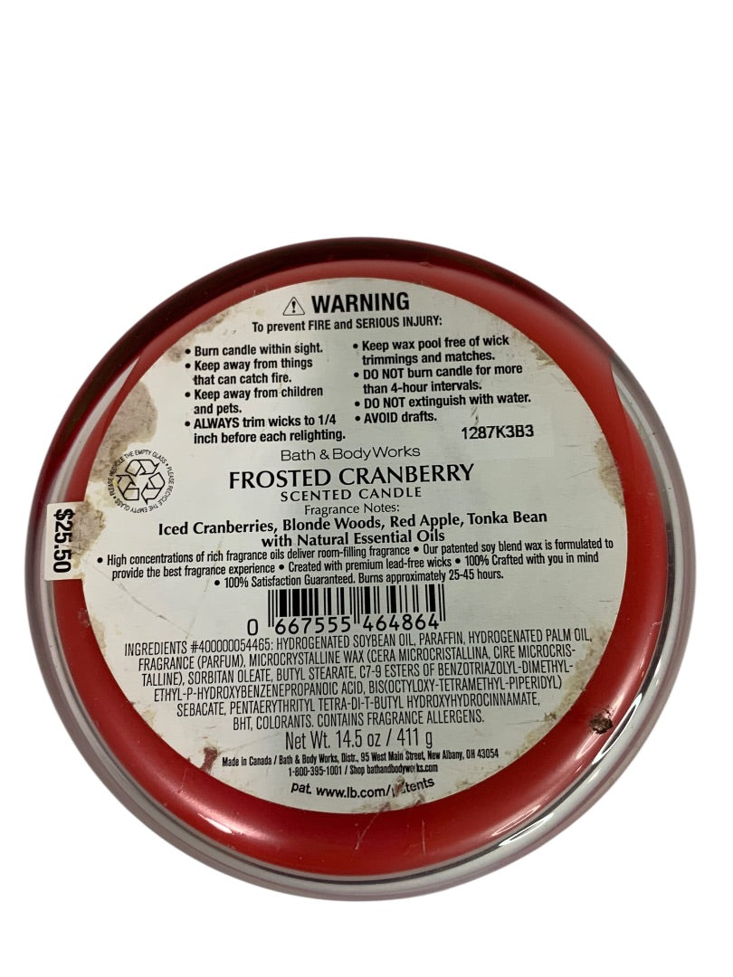 Bath & Body Works Jar Candle Frosted Cranberry 14.5 oz Scented Candle