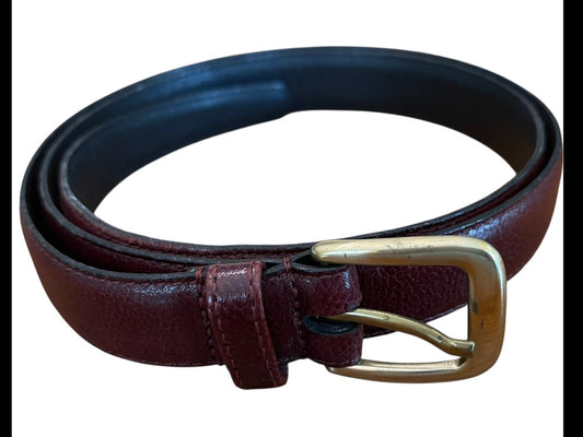 Size 36 Henry Grethel Leather Belt Goldtone Hardware .75" Width Burgundy