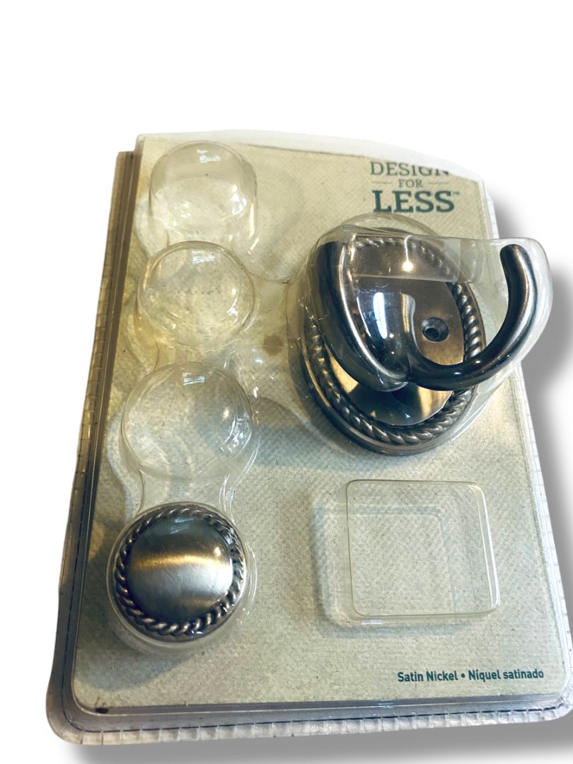 Design for Less Wall Hook and Drawer Pull Satin Nickel Finish 160257