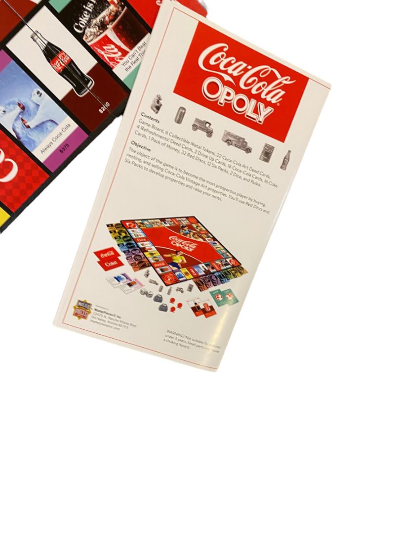Masterpieces Coca-Cola Opoly Game Replacement Board and Instructions New
