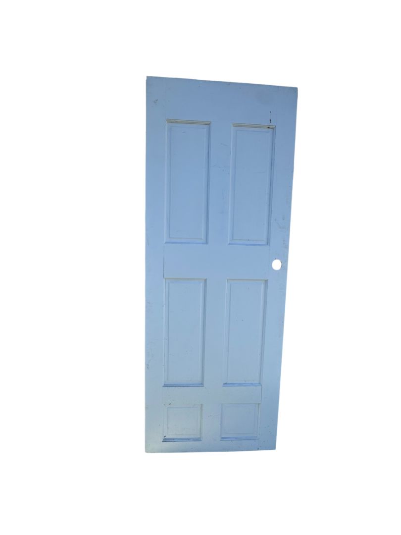 Vintage Interior Door 6 Panel Painted White 29.75" x 77.5"