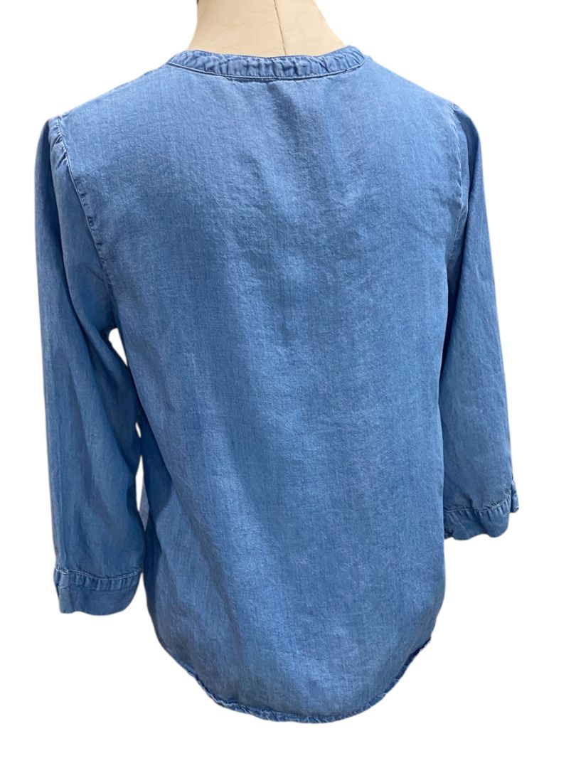 Small Harper Heritage Womens Soft Lightweight Denim Blouse Shirt Tie Front