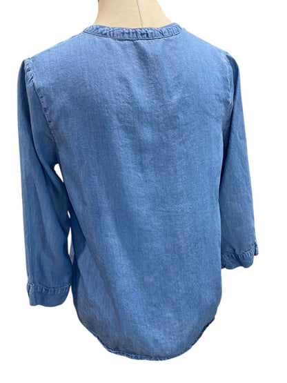 Small Harper Heritage Womens Soft Lightweight Denim Blouse Shirt Tie Front