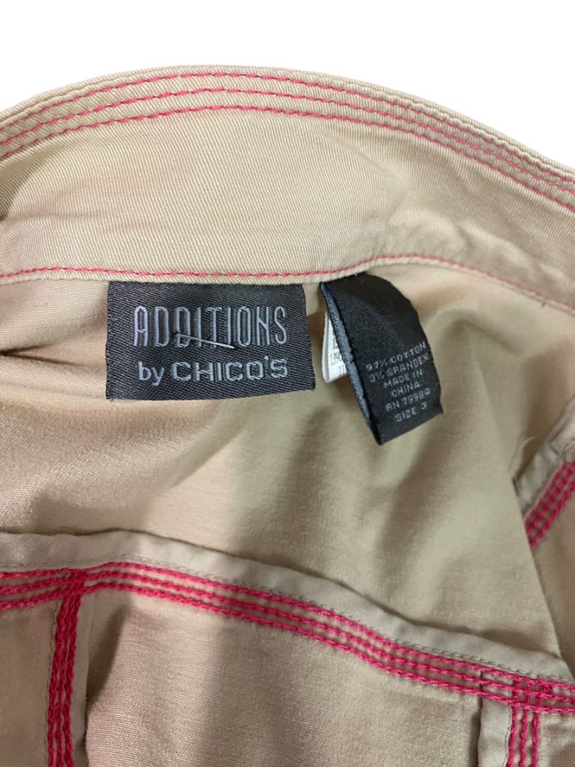 XL (16/18) Additions by Chicos Tan Contrast Stitch Cuff Jacket Womens