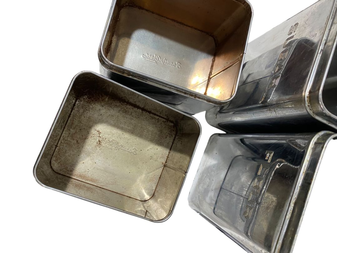 Vintage Lincoln Beautyware MCM Canisters Set of 4 Coffee Tea Flour Sugar Chrome