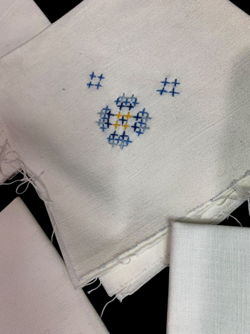 Lot of 5 Vintage Napkins Crossstitch Embroidery Sweet Raw Edge