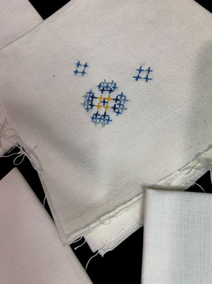 Lot of 5 Vintage Napkins Crossstitch Embroidery Sweet Raw Edge