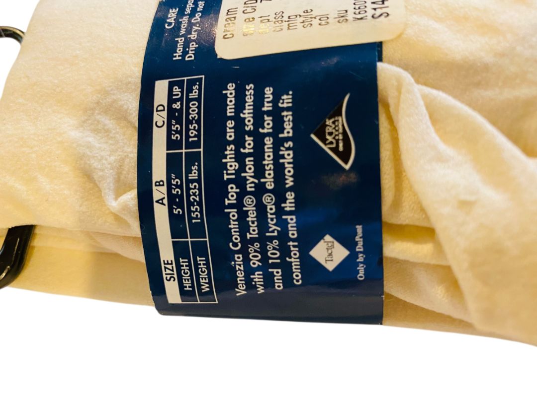 Venezia Jeans Control Top Tights Cream New Plus Size C/D