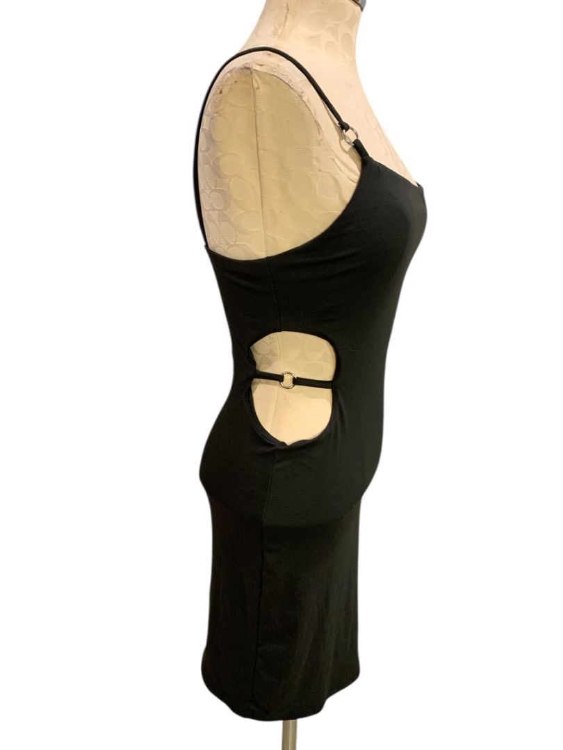 Size Medium 21 Saints New Black Dress Cut Out Sides Fitted Stretch