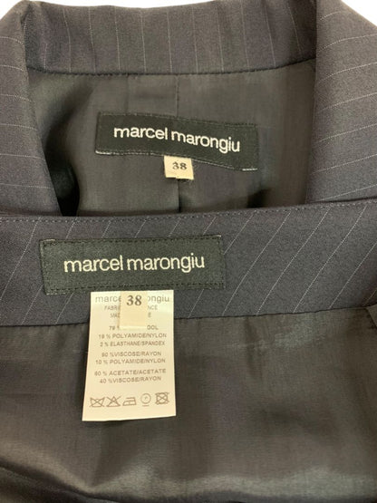 Size 38 Marcel Marongiu Skirt Suit Jacket Pinstripe Lace Trim France