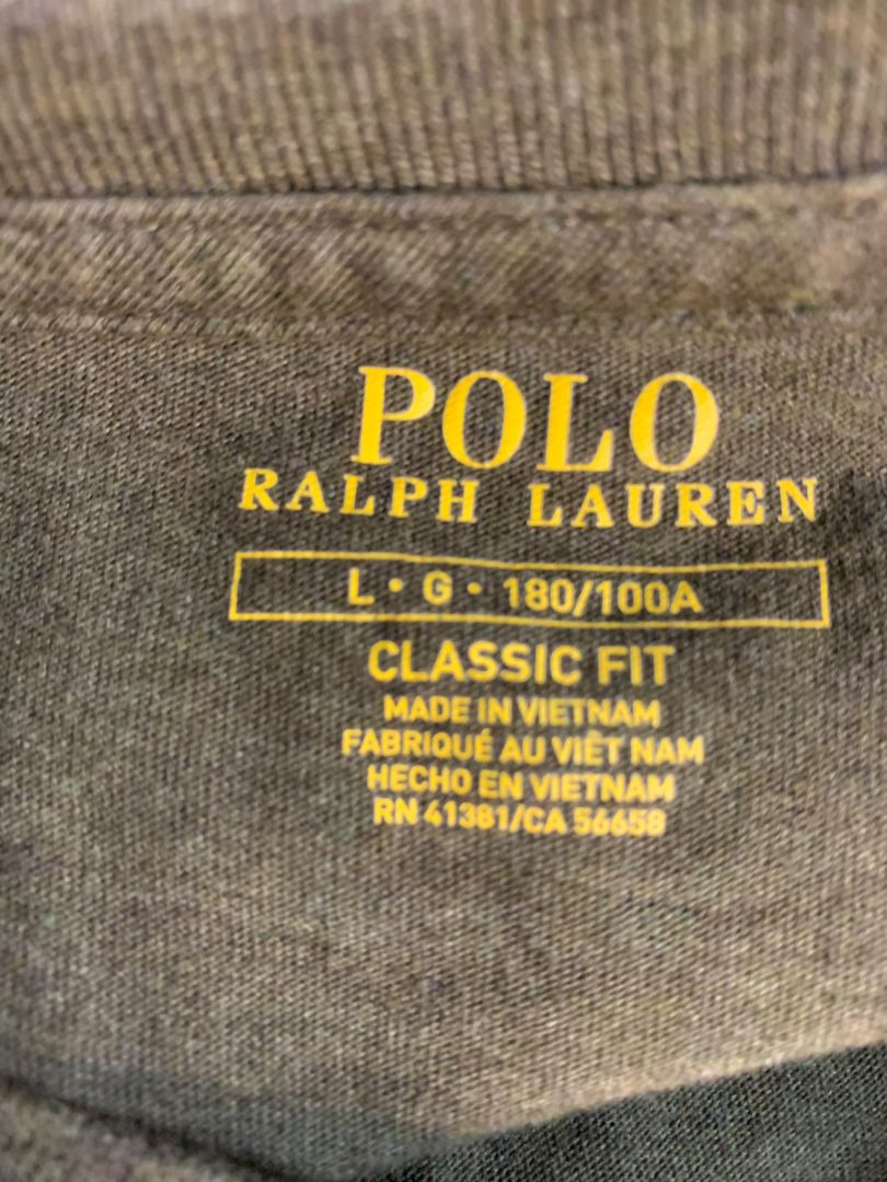 Large Polo Ralph Lauren Classic Fit Olive Green Long Sleeve Tshirt Mens