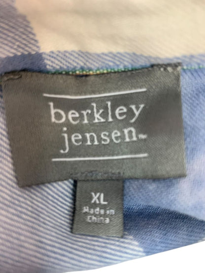 XL Berkley Jensen Womens Blue White Casual Button Up Shirt