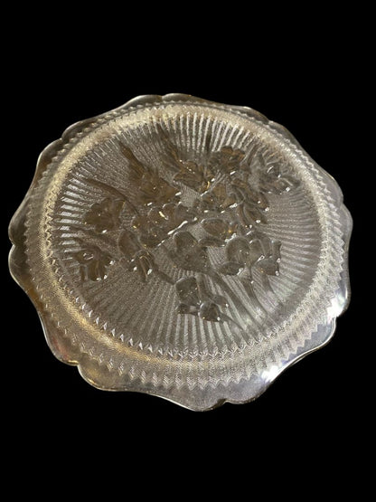 Vintage Jeanette Clear Glass Iris and Herringbone Plate 8"
