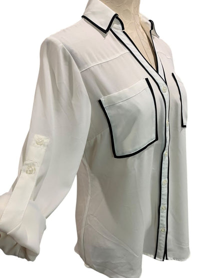 Size Medium Express Womens The Portofino Shirt Sheer Ivory Blouse